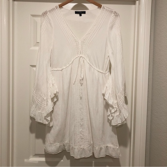 SANCTUARY White 100% Cotton Beach Vibes Dress Flared Sleeves Size XS Beautiful! - Picture 11 of 14
